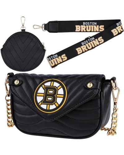 Cuce Boston Bruins Faux Leather Strap Bag - Black
