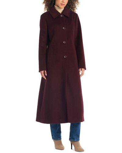 Jones New York Single-breasted Maxi Coat - Purple