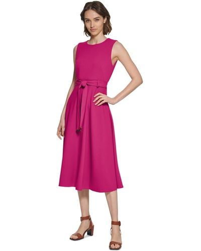 Calvin Klein Belted A-line Dress - Pink