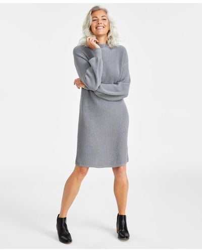 Style & Co. Mock-neck Sweater Dress - Gray