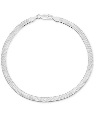 Macy's Polished & Beveled Herringbone Link Chain Bracelet - White