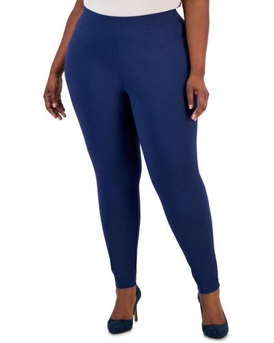 INC International Concepts Plus Size Skinny Pull-on Ponte Pants - Blue