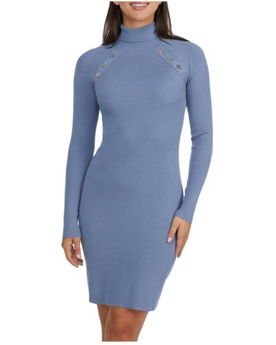 Ellen Tracy Rib Sweater Dress - Blue