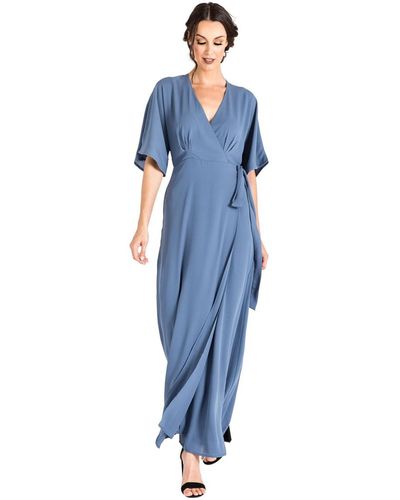 Standards & Practices Kimono Maxi Wrap Dress - Blue