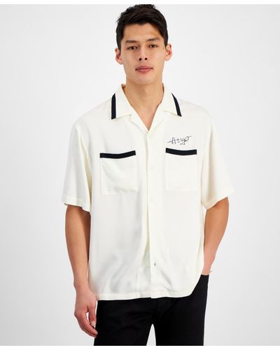 HUGO By Boss Oversized-fit Logo Embroidered Button-down Shirt - White