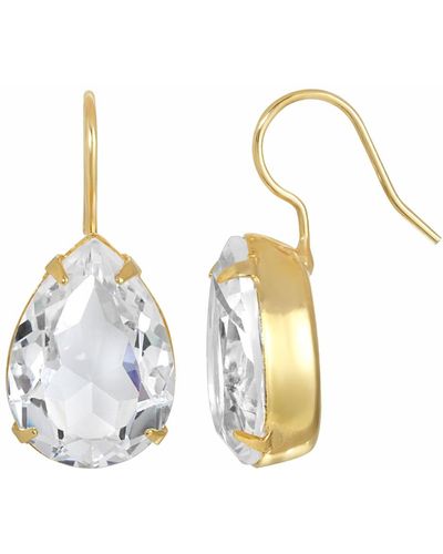 2028 Crystal Teardrop Wire Earrings - Yellow