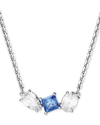 Swarovski Rhodium-plated Mixed Crystal Pendant Necklace - Blue
