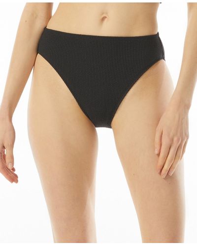 Michael Kors Textured High-leg Bikini Bottoms - Black