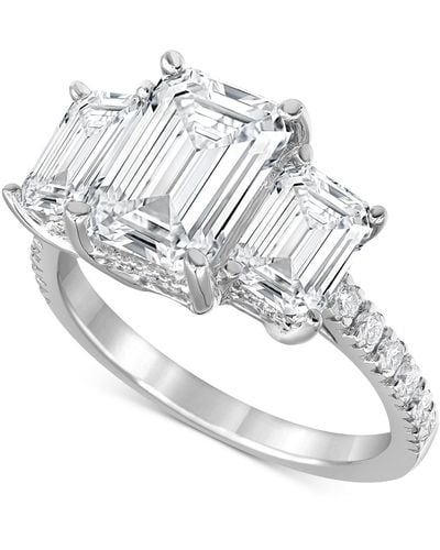 Badgley Mischka Certified Lab Grown Diamond Emerald-cut Three Stone Engagement Ring (5-3/8 Ct. T.w. - White