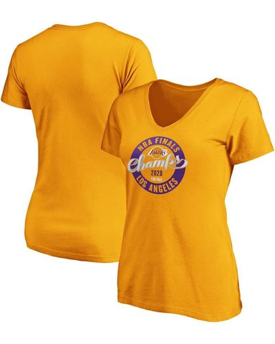 Fanatics Los Angeles Lakers 2020 Nba Finals Champions Zone Laces V-neck T-shirt - Yellow