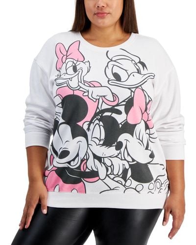 Disney Trendy Plus Size Mickey And Friends Graphic Sweatshirt - Gray