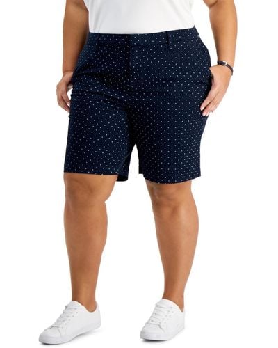 Tommy Hilfiger Plus Size Hollywood Dot-print Shorts - Blue
