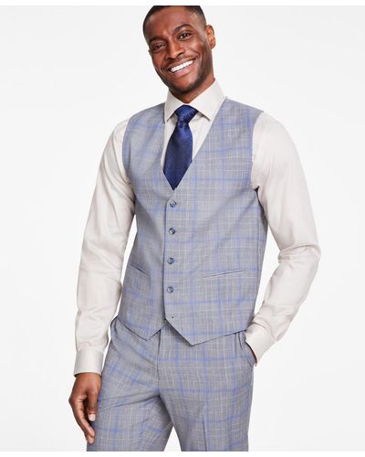 Tayion Collection Classic Fit Suit Vest - Blue