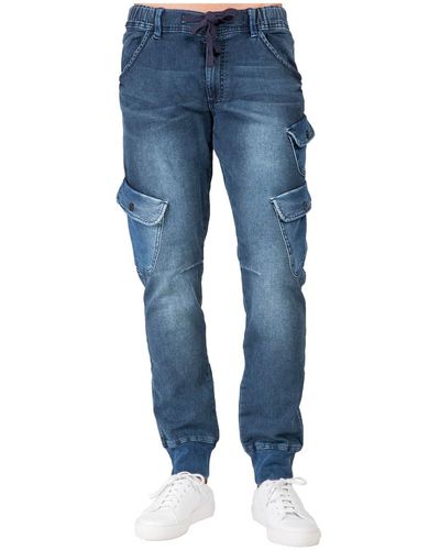 Level 7 Premium Knit Denim jogger Jeans - Blue