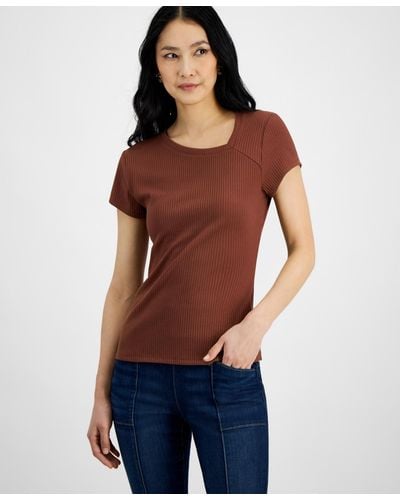 INC International Concepts Asymmetrical T-shirt - Red