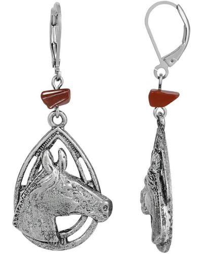 2028 Bead Horse Head Earrings - Red