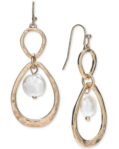 Style & Co. Gold-tone Stone Orbital Drop Earrings - Metallic