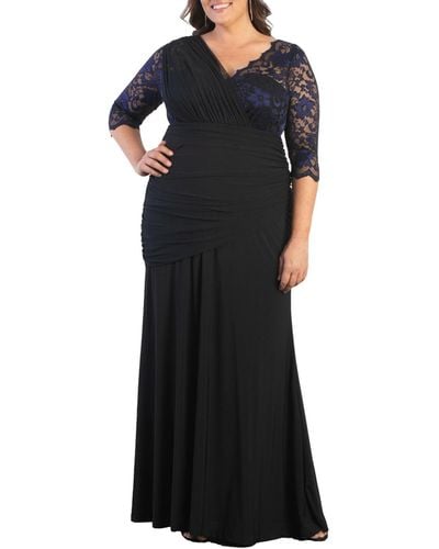 Kiyonna Plus Size Soiree Draped Evening Gown - Black