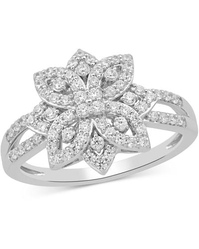 Macy's Diamond Flower Cluster Statement Ring (1/2 Ct. T.w. - Metallic