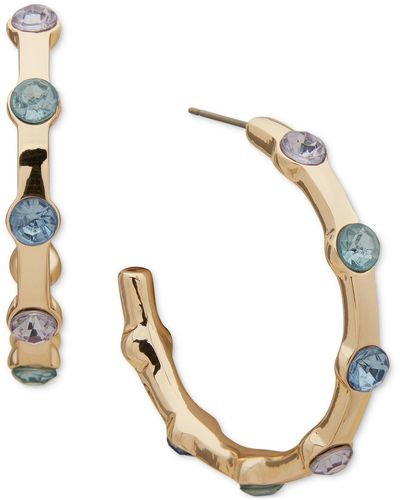 Anne Klein Gold-tone Medium Color Stone C-hoop Earrings - Metallic