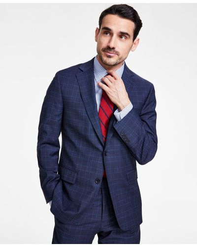 Brooks Brothers B By Classic-fit Stretch Plaid Suit Jacket - Blue