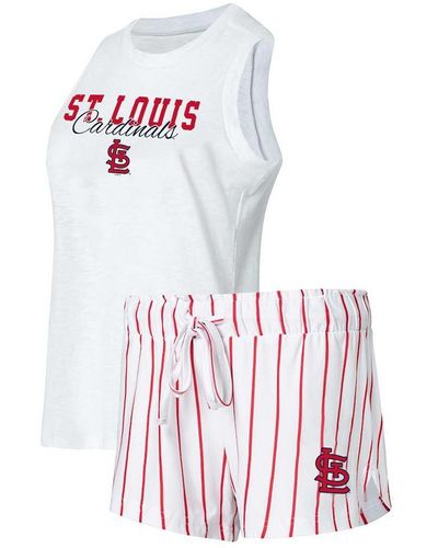 Concepts Sport St. Louis Cardinals Reel Pinstripe Tank Top And Shorts Sleep Set - White