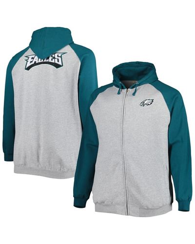 Profile Philadelphia Eagles Big And Tall Fleece Raglan Full-zip Hoodie Jacket - Blue