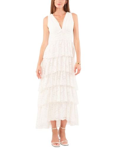 1.STATE Sleeveless Tiered Lace Maxi Dress - White