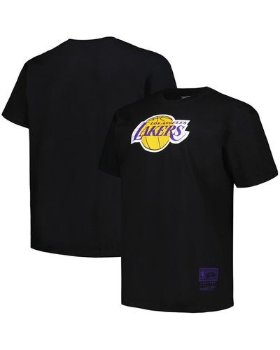 Mitchell & Ness Distressed Los Angeles Lakers Big And Tall Hardwood Classics Vintage-like Logo T-shirt - Black
