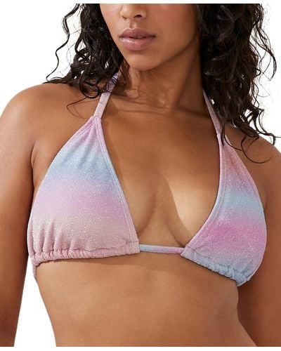 Cotton On Glitter Ombre Slider Triangle Bikini Top - Purple