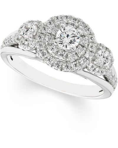 Macy's Diamond Trio Halo Engagement Ring (1 Ct. T.w. - White