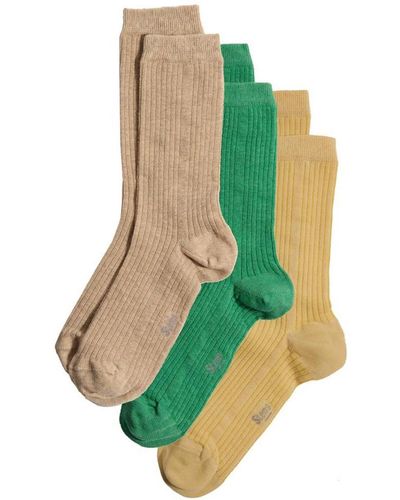 Stems Eco Conscious Cashmere Socks Box Of Three - Green