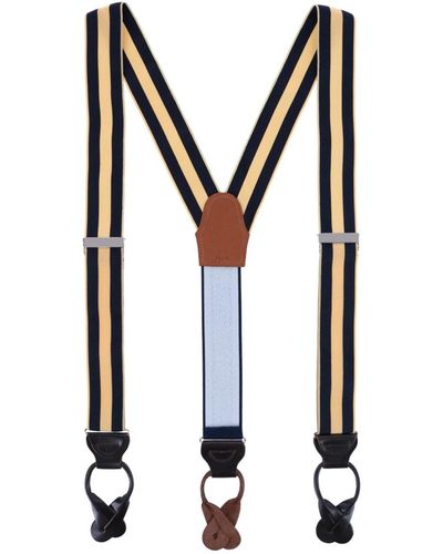 Trafalgar Balint 38mm Striped Non Stretch Grosgrain Ribbon Button End Suspenders - Black