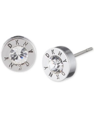 DKNY Logo Crystal Ring Stud Earrings - Metallic