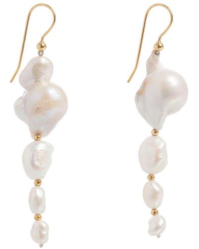 freya rose Large Baroque Pearl Drops Earings - White