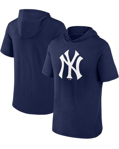 Fanatics New York Yankees Short Sleeve Hoodie T-shirt - Blue