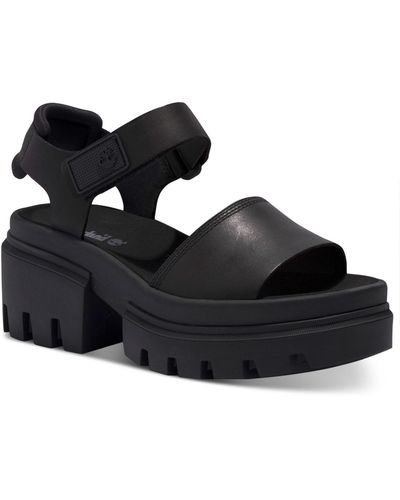 Timberland Everleigh Lug-sole Block-heel Sandals - Black