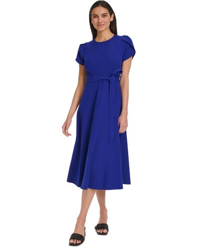 Calvin Klein Belted A-line Dress - Blue