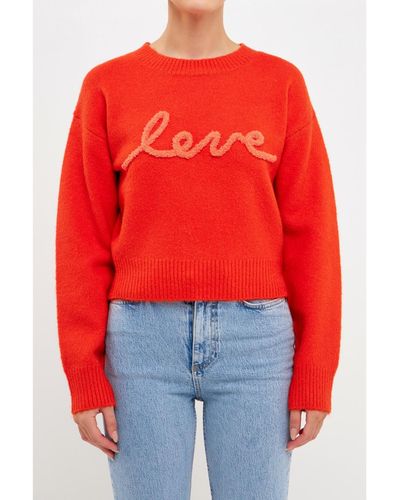 Endless Rose Love Chenille Embroidered H Sweater