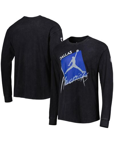 Nike Dallas Mavericks Courtside Max 90 Vintage-like Wash Statement Edition Long Sleeve T-shirt - Blue