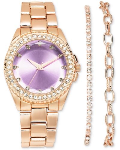INC International Concepts Tone Bracelet Watch 39mm Gift Set - Pink