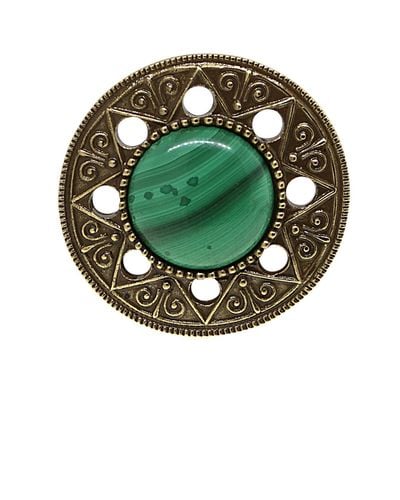 1928 T.r.u. By Aztec Mandala Semi-precious Malachite Ring - Green