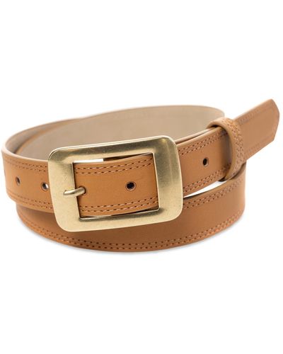 Style & Co. Rectangle-buckle Faux-leather Belt - Natural