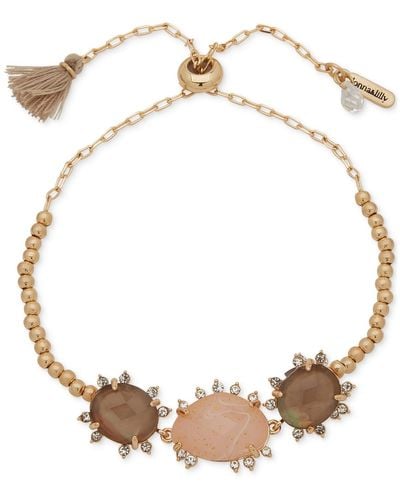 Lonna & Lilly Gold-tone Pave & Stone Slider Bracelet - Metallic