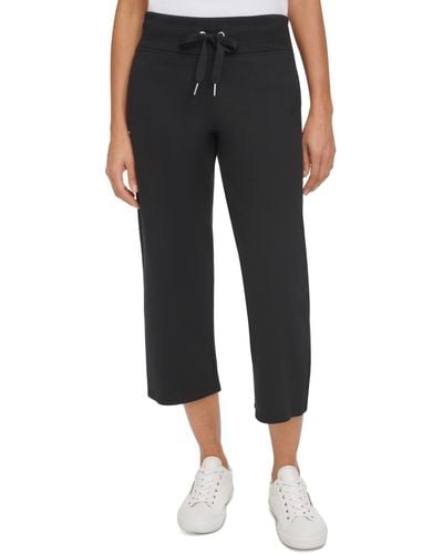 Calvin Klein Cropped Drawstring-waist Pants - Black