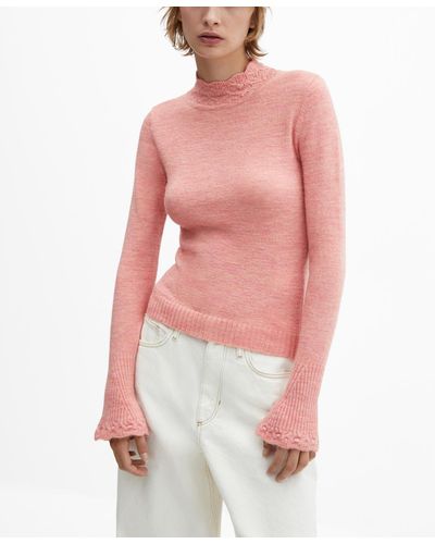 Mango Knitted Cropped Sweater - Red