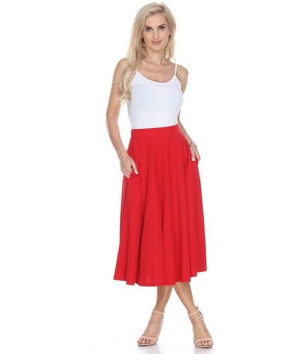White Mark Fla Midi Skirt - Red