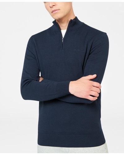 Ben Sherman Merino Half Zip Sweater - Blue