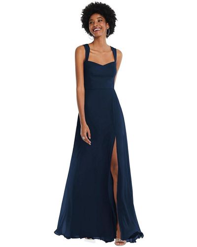 After Six Contoured Wide Strap Sweetheart Maxi Dress - Blue