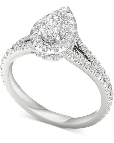 Macy's Igi Certified Diamond Pear Halo Engagement Ring (1-1/3 Ct. T.w. - White